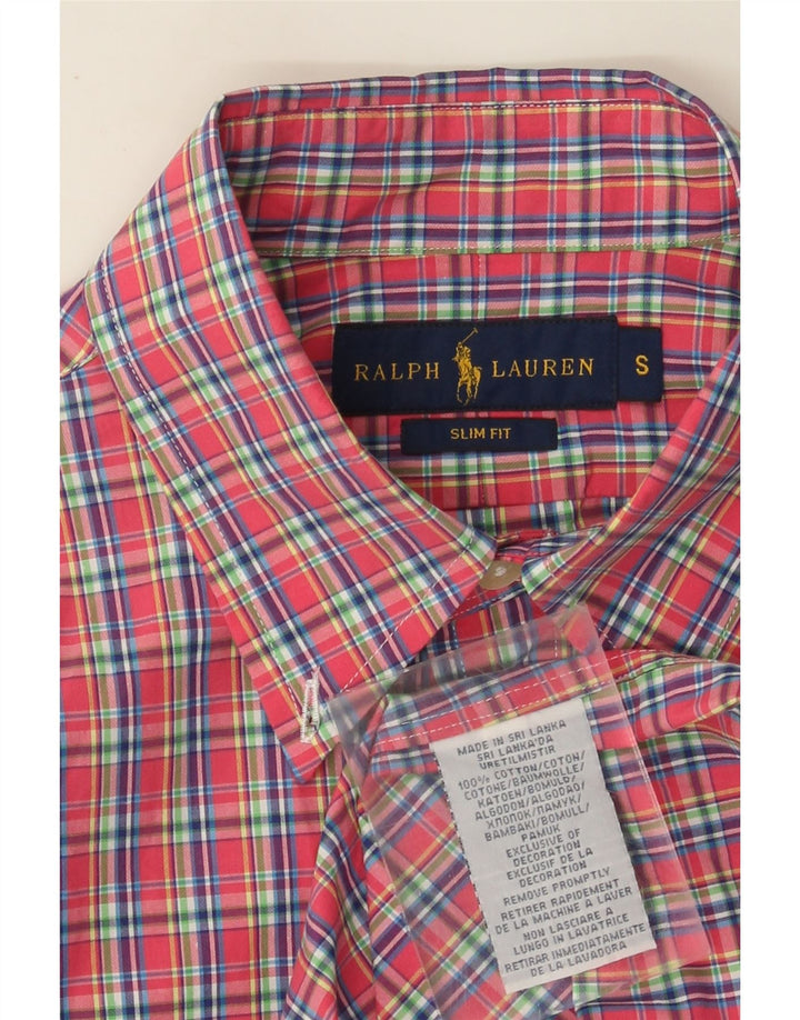 Cămașă pentru bărbați Ralph Lauren slim fit, bumbac cu carouri mici, roșii