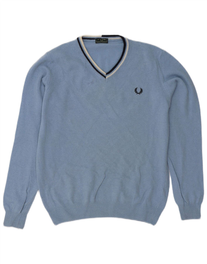 Fred Perry Pulover cu decolteu în V pentru băieți 15-16 ani Lână albastră