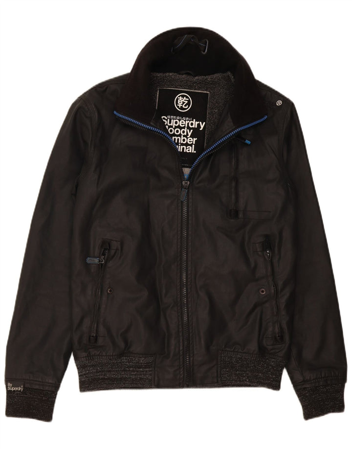 Superdry Bomber Windbreaker Jacket pentru bărbați UK 38 Medium Black Nylon