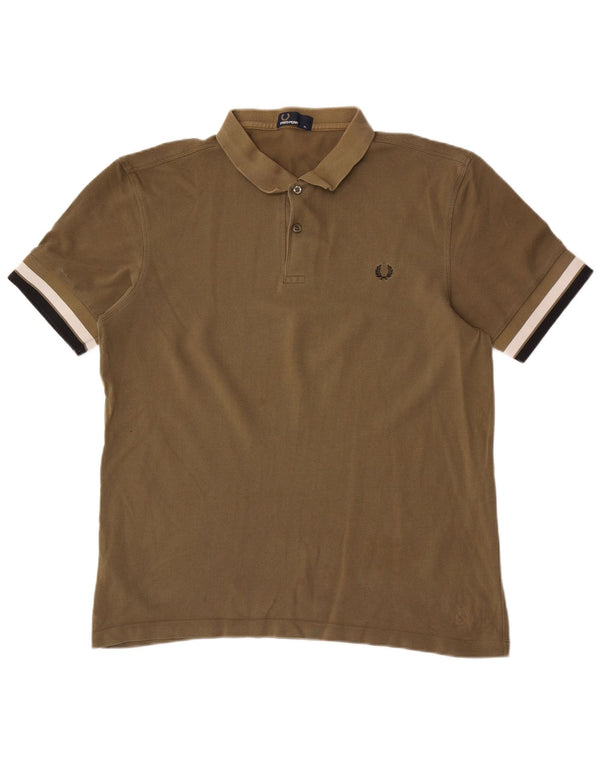 Cămașă polo Fred Perry pentru bărbați XL Kaki Bumbac color bloc