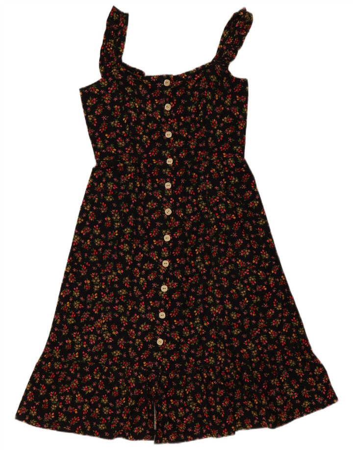 Rochie de soare vintage pentru femei UK 12 Medium Black Floral