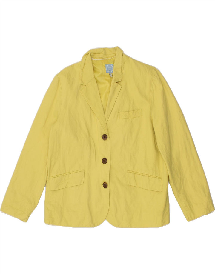 JOULES Womens 3 Button Blazer Jacket UK 16 Large  Yellow Cotton Vintage Joules and Second-Hand Joules from Messina Hembry 