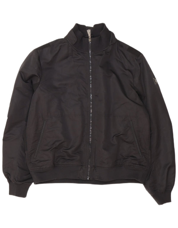 Trussardi Jeans Mens Bomber Jacket IT 58 4XL Black Polyester