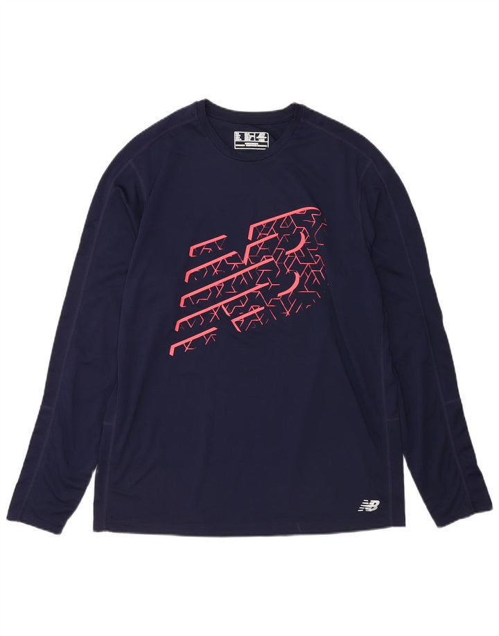 Top grafic pentru bărbați New Balance cu mânecă lungă, mare, albastru, poliester