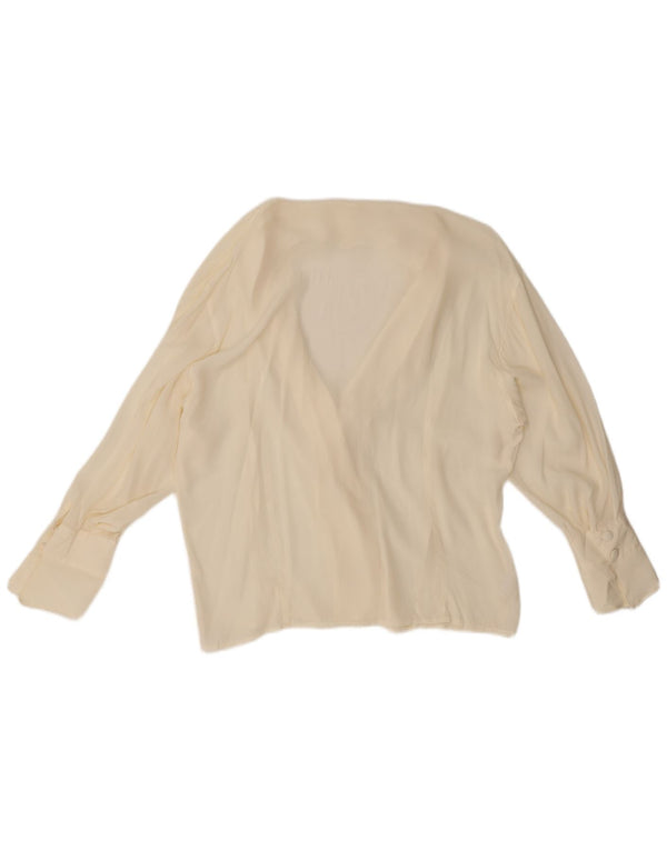 Bluză de cămașă vintage pentru femei UK 18 XL din mătase alb