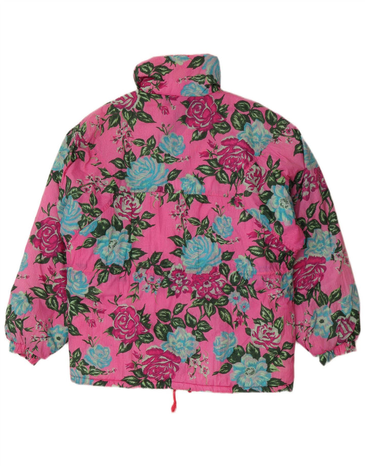 Jachetă căptușită pentru femei Cacao IT 46 mare, roz, florală, din poliamidă, retro