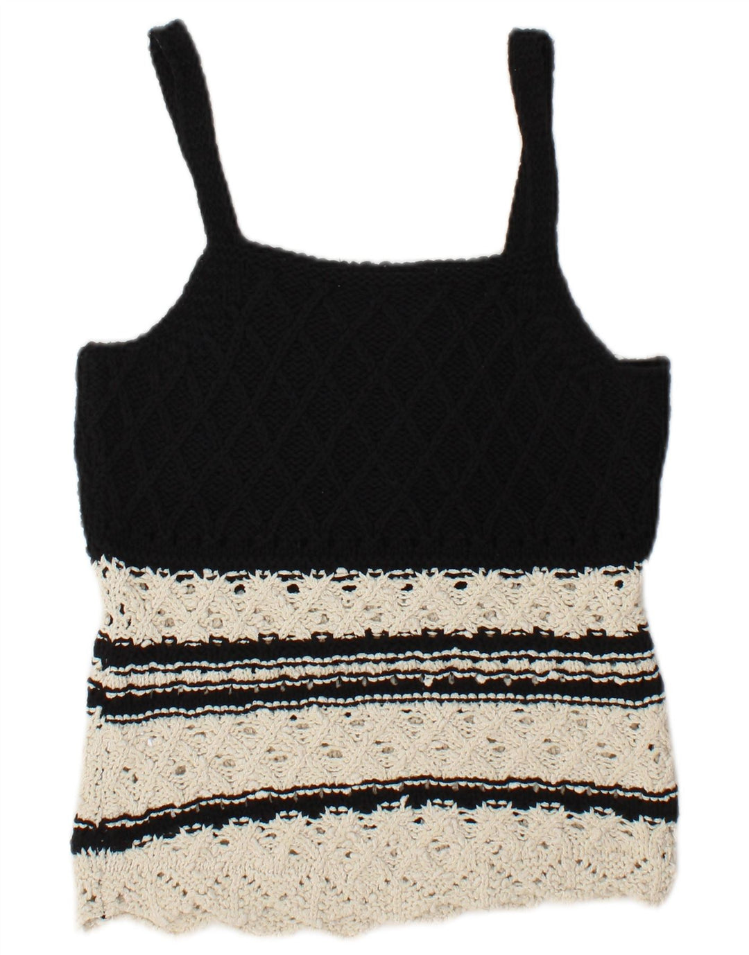 Top tricot pentru femei Zara UK 12, mediu negru, bumbac color bloc