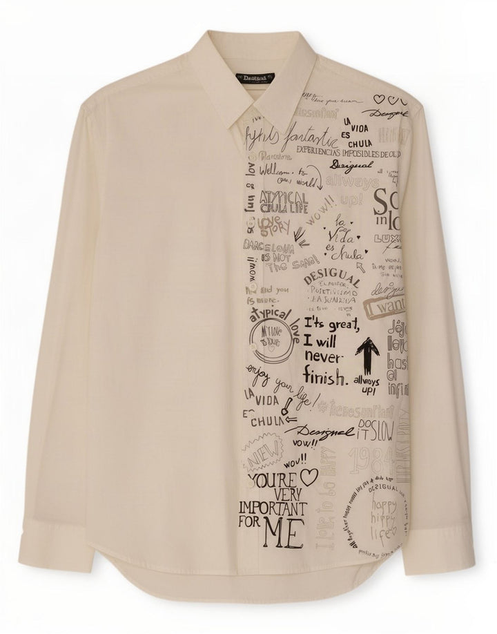 Cămașă grafică Desigual pentru bărbați XL, albă