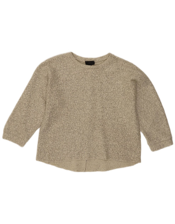Topshop Womens 3/4 Sleeve Boat Neck Jumper Sweater UK 10 Small Beige