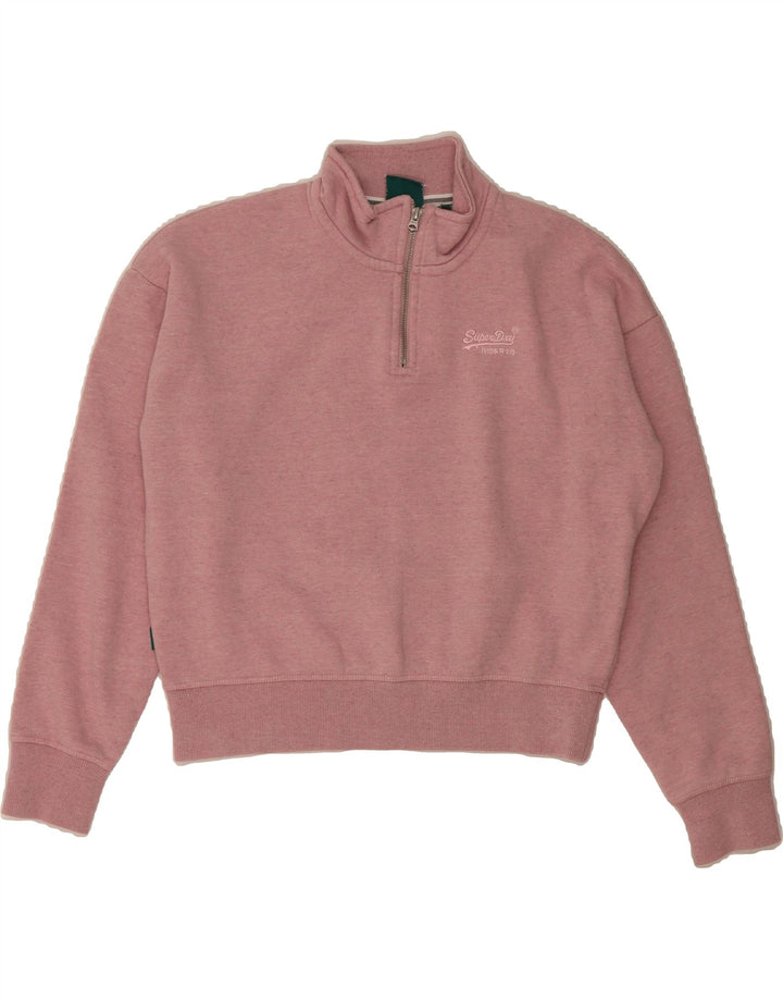SUPERDRY Womens Oversized Crop Sweatshirt Jumper UK 10 Small  Pink Vintage Superdry and Second-Hand Superdry from Messina Hembry 