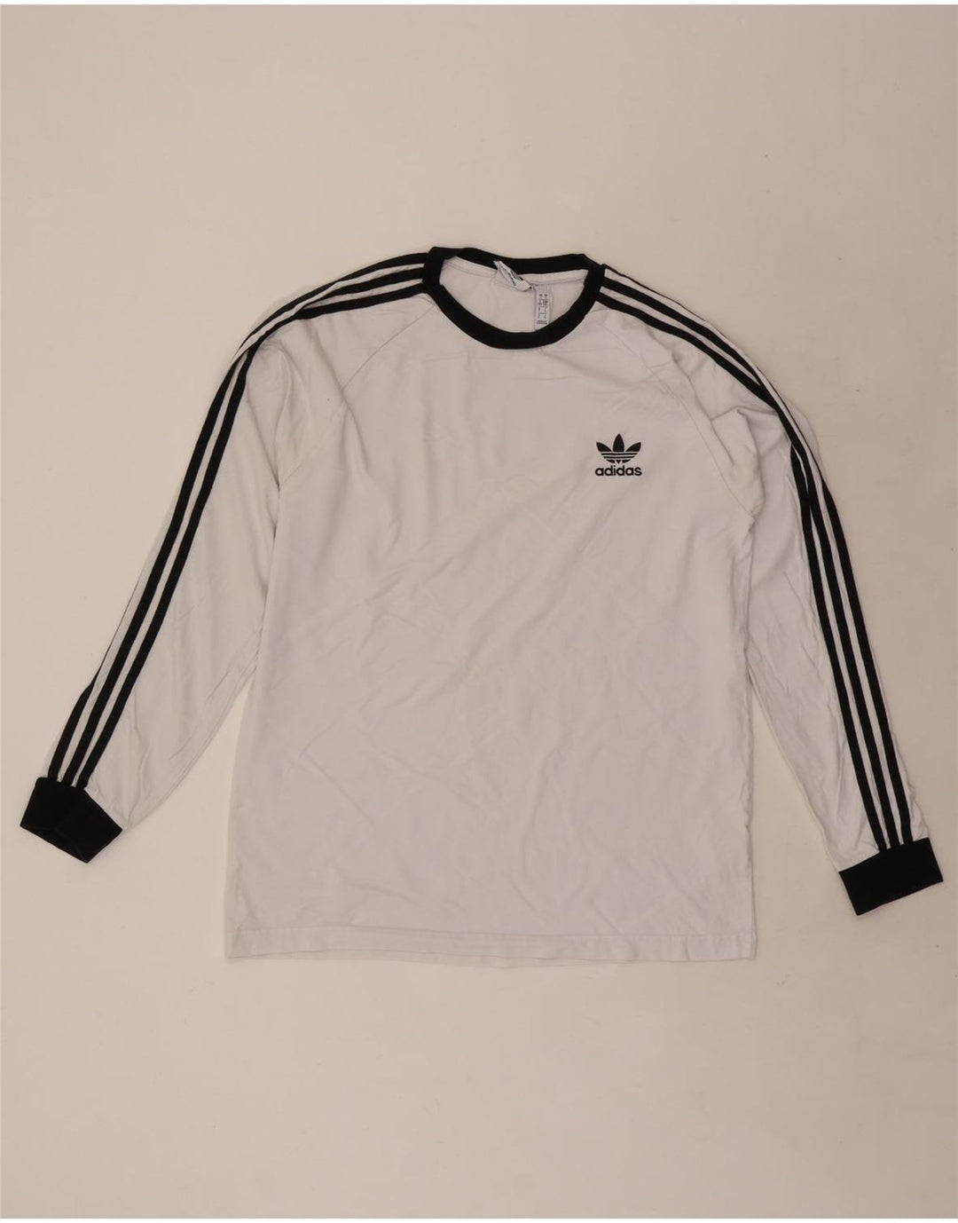 Top pentru bărbați Adidas cu mânecă lungă, mare, alb, bumbac