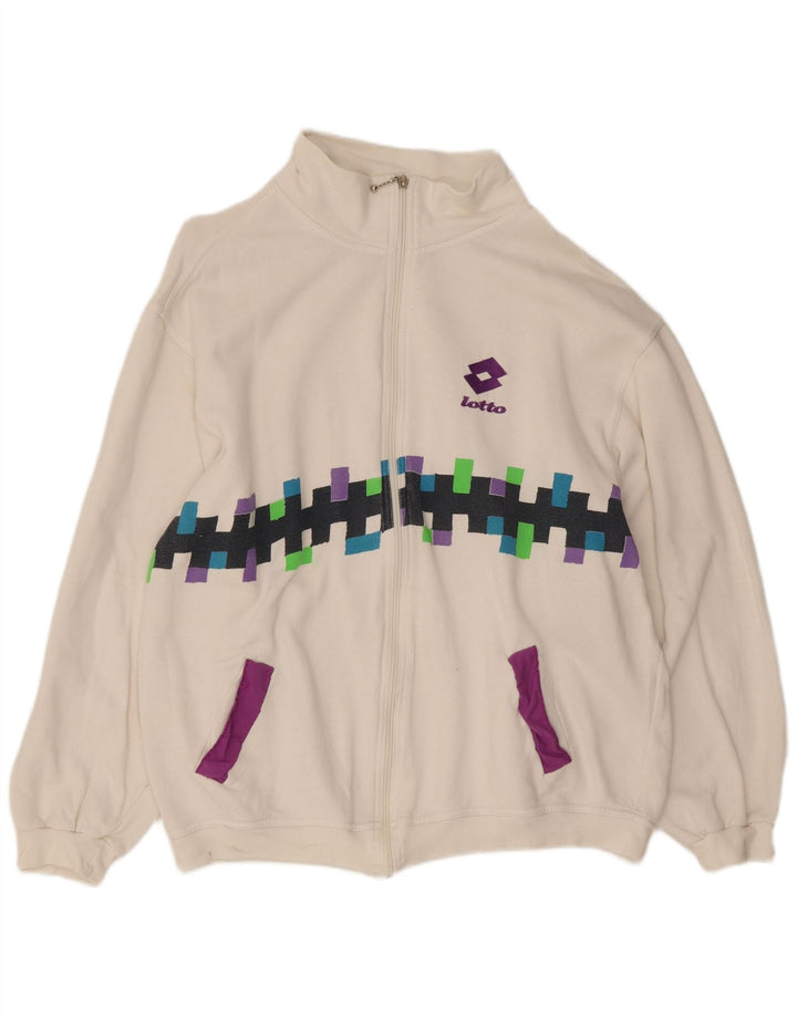 Trening pentru bărbați Lotto Top Jachetă XL Bumbac geometric alb