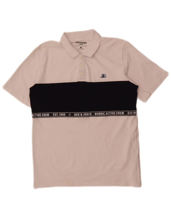 Tricou polo Jack & Jones pentru bărbați, alb mediu, color block, bumbac