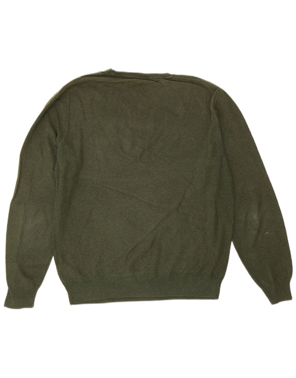 Massimo Dutti Pulover cu decolteu în V pentru bărbați, bumbac verde mare