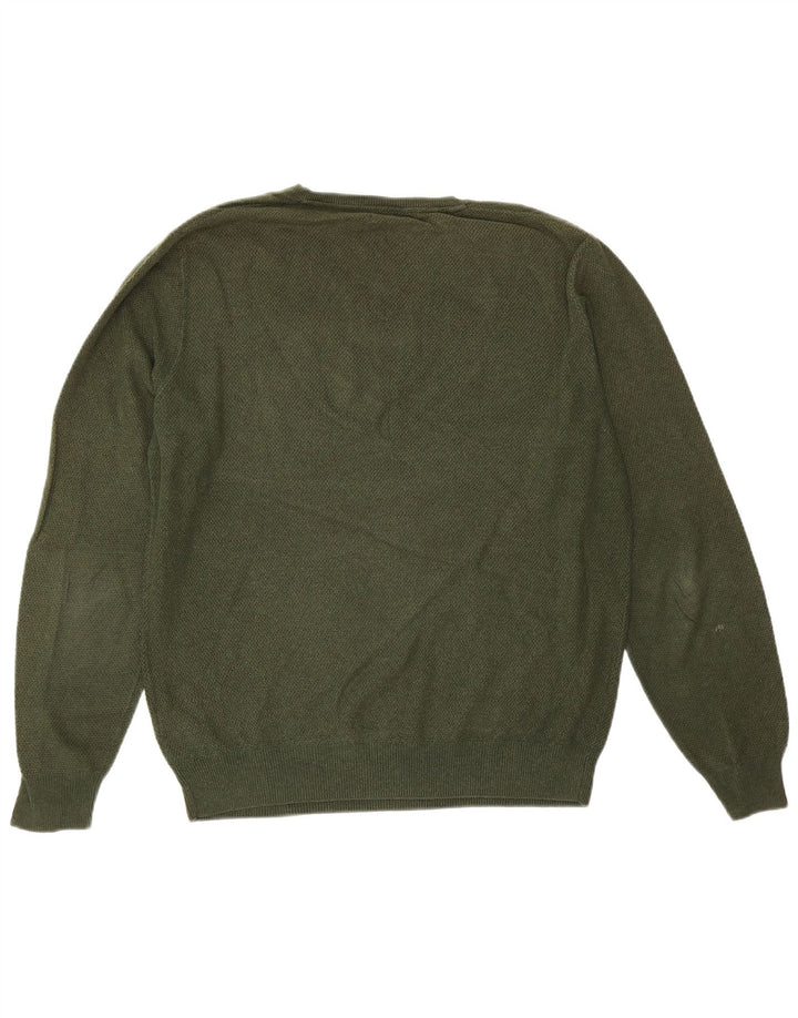 Massimo Dutti Pulover cu decolteu în V pentru bărbați, bumbac verde mare