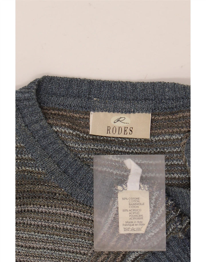 Pulover pentru bărbați cu gât roșu RODES, bumbac cu dungi multicolore 2XL