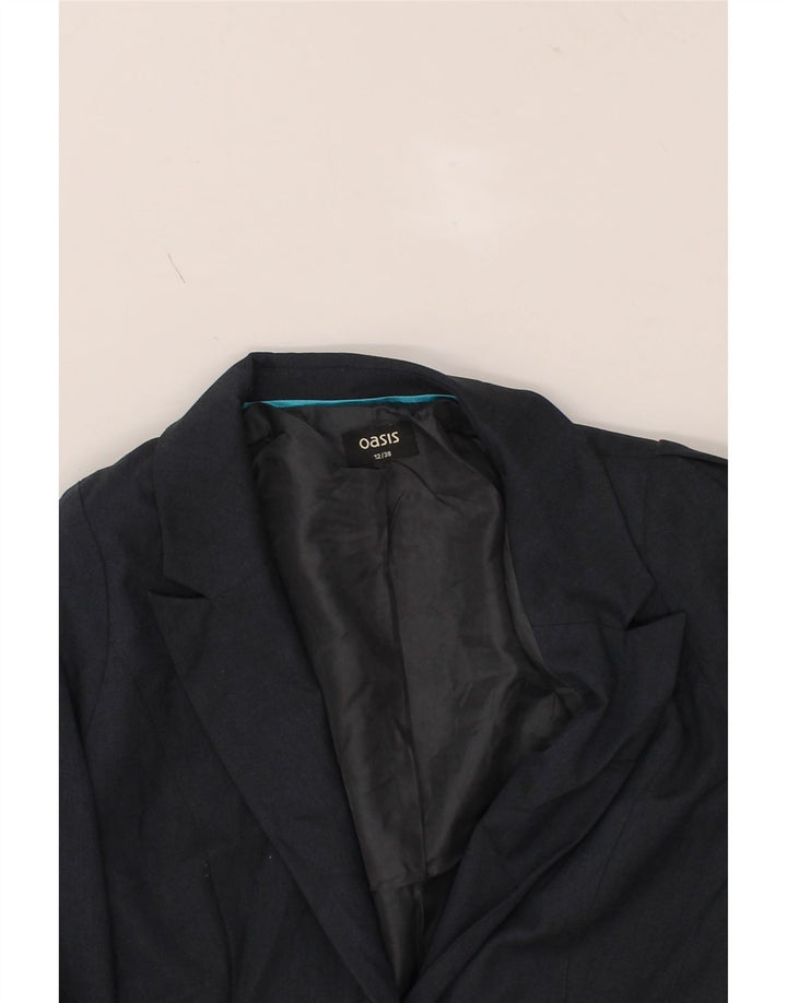 OASIS Womens 1 Button Blazer Jacket UK 12 Medium  Navy Blue Polyester Vintage Oasis and Second-Hand Oasis from Messina Hembry 