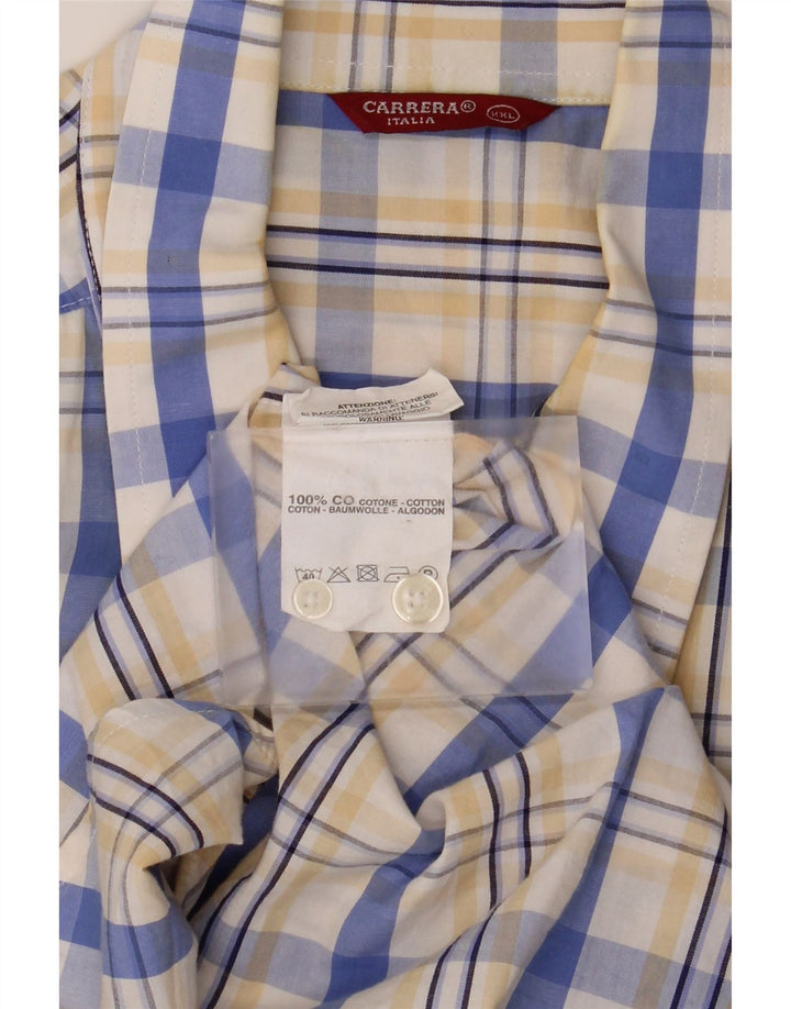 Cămașă pentru bărbați Carrera cu mânecă scurtă 2XL, bumbac alb cu carouri