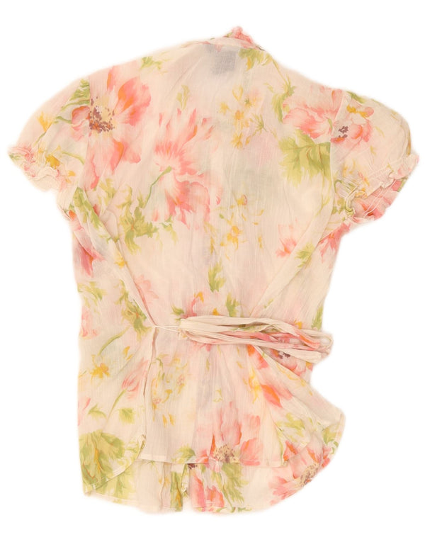 Bluză cămașă cu mânecă scurtă pentru femei Ralph Lauren US 14 XL Alb Floral