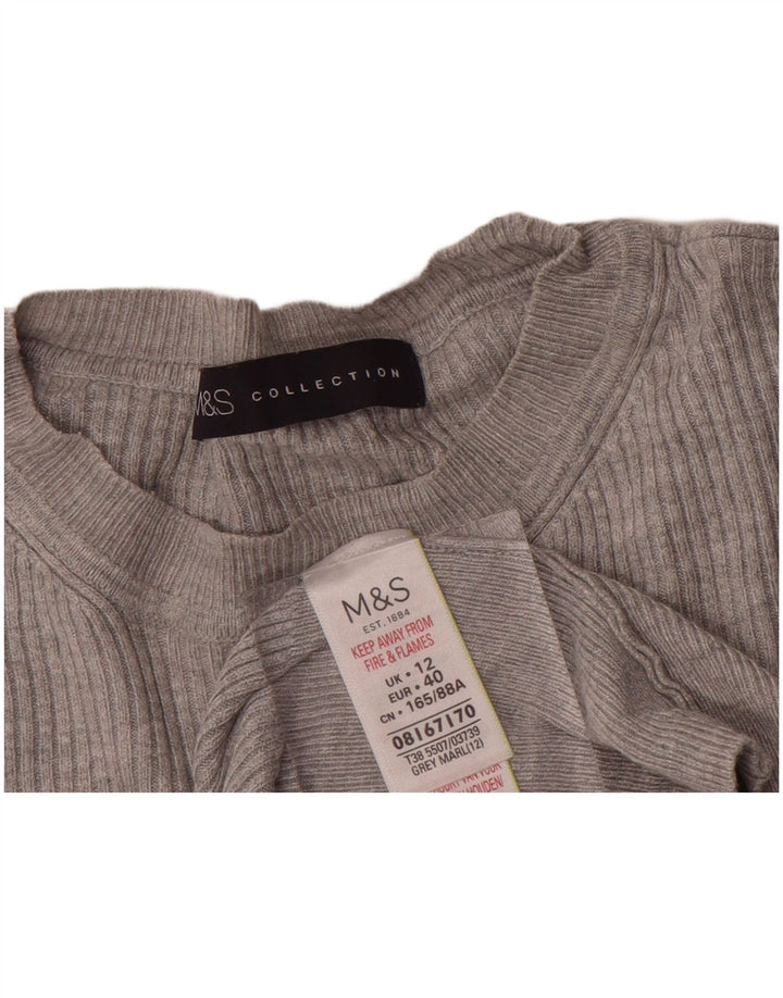 Pulover pentru femei Marks & Spencer cu decolteu rotund din viscoză gri mediu UK 12