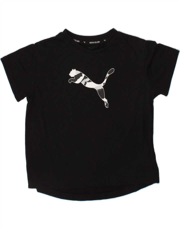 PUMA Girls Graphic T-Shirt Top 7-8 Years Black Polyester Vintage Puma and Second-Hand Puma from Messina Hembry 
