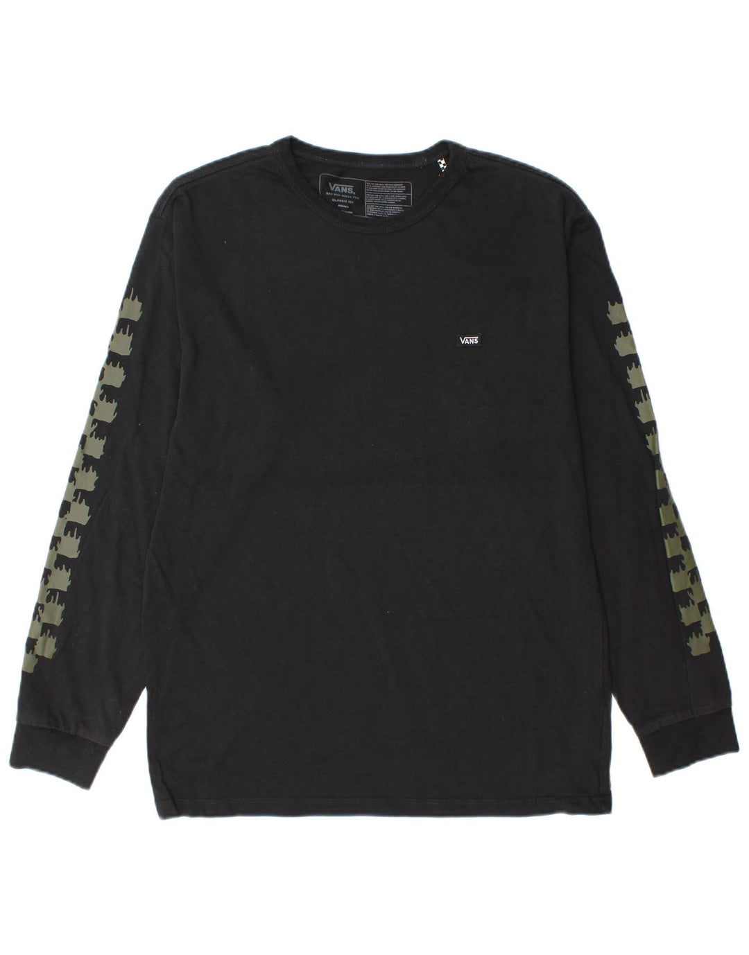 Vans Mens Classic Fit Graphic Top Maneca lunga Bumbac Geometric Negru Mediu