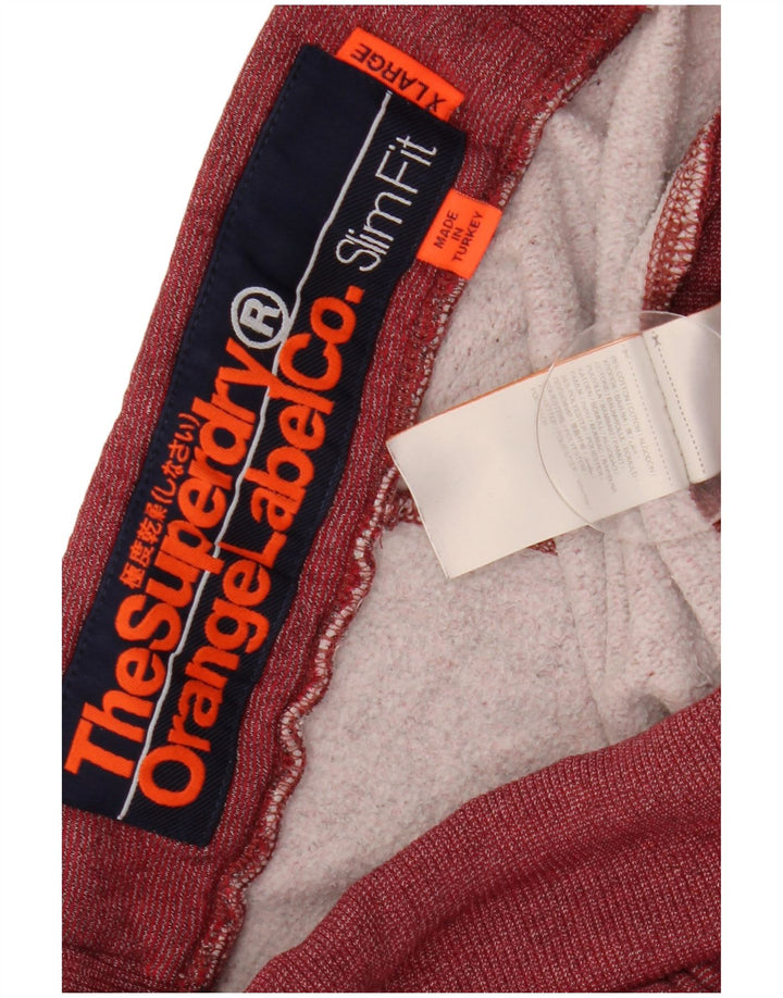 SUPERDRY Pantaloni de trening Slim Fit pentru bărbați Pantaloni de jogging XL Bumbac burgundă