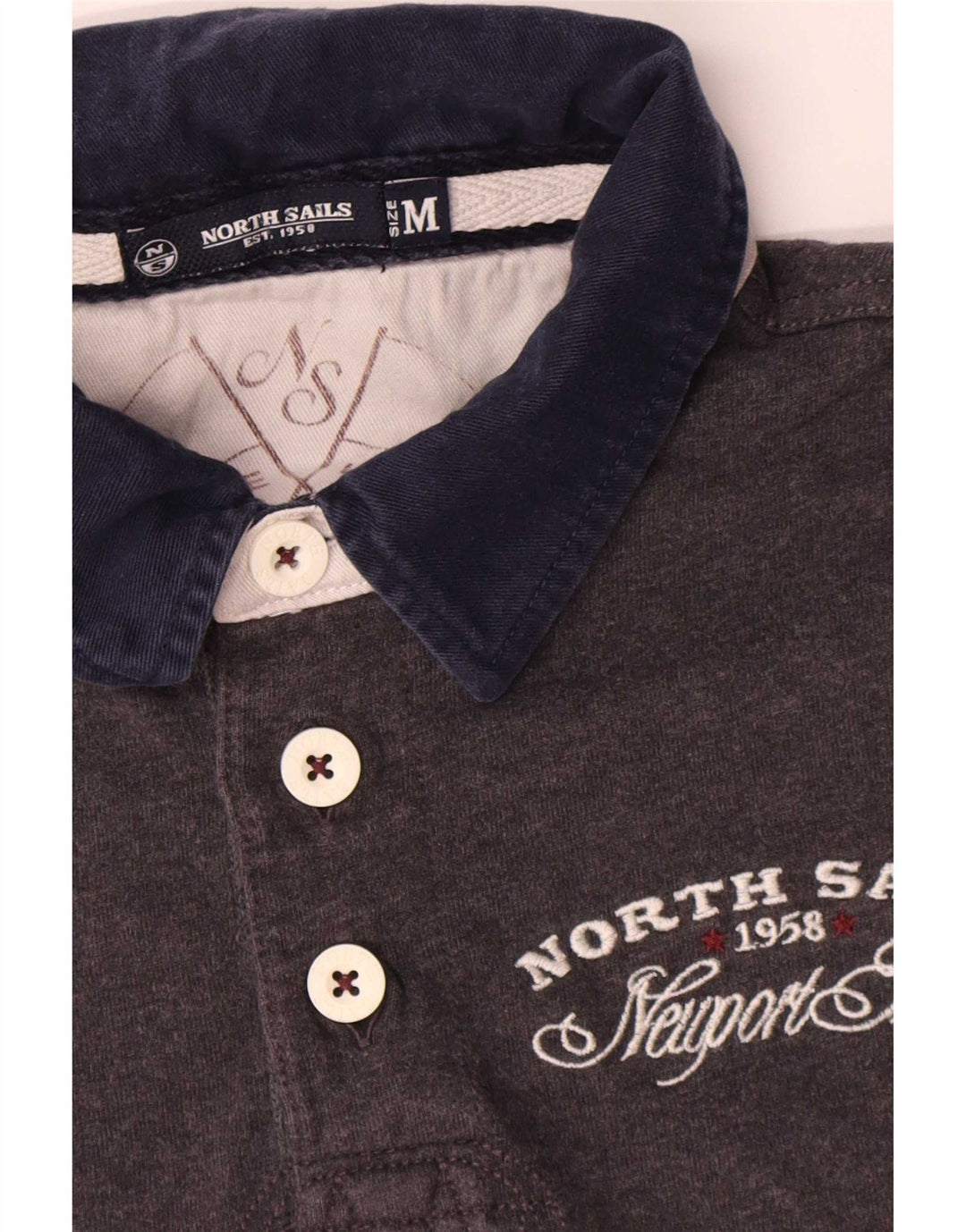 Tricou polo grafic rugby pentru bărbați North Sails, gri mediu, bloc de culoare