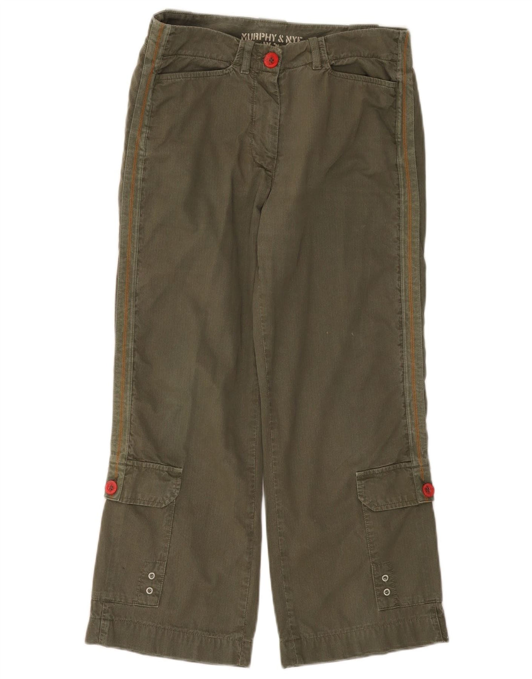 MURPHY & NYE Pantaloni drepti din velur pentru femei W28 L23 bumbac kaki