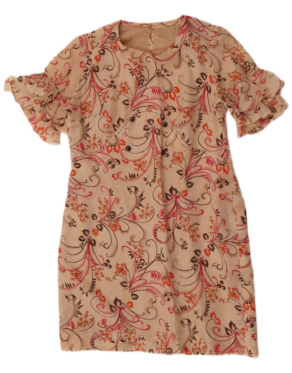 Rochie vintage pentru femei UK 14 Medium Bej Floral