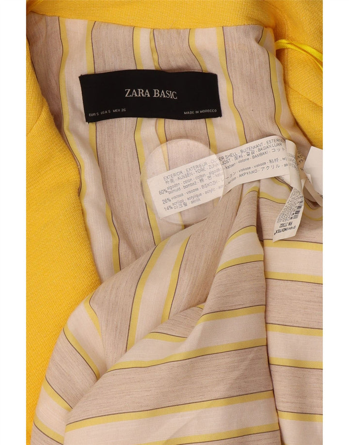 Jachetă pentru femei Zara, supradimensionată, cu 1 nasture, cu paragate, UK 10, galbenă mică