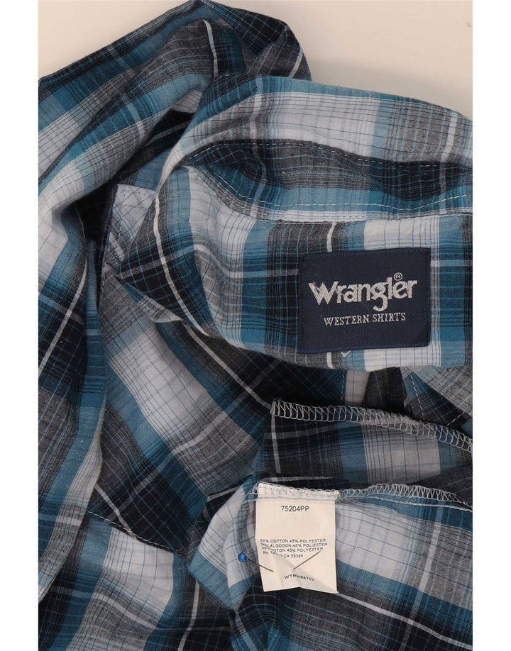 Cămașă pentru bărbați Wrangler, bumbac cu carouri albastru mediu