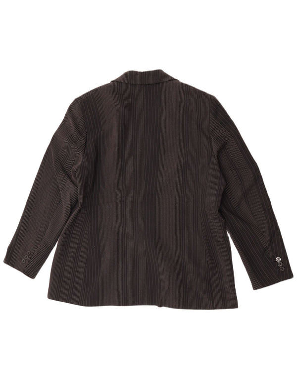 Marks & Spencer Womens 2 Button Blazer Jacket UK 14 Large Black Pinstripe