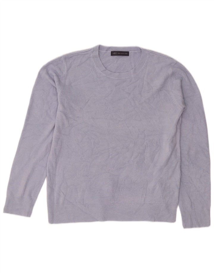 Pulover pentru femei Marks & Spencer cu decolteu triplu UK 12 Medium Blue Acrylic