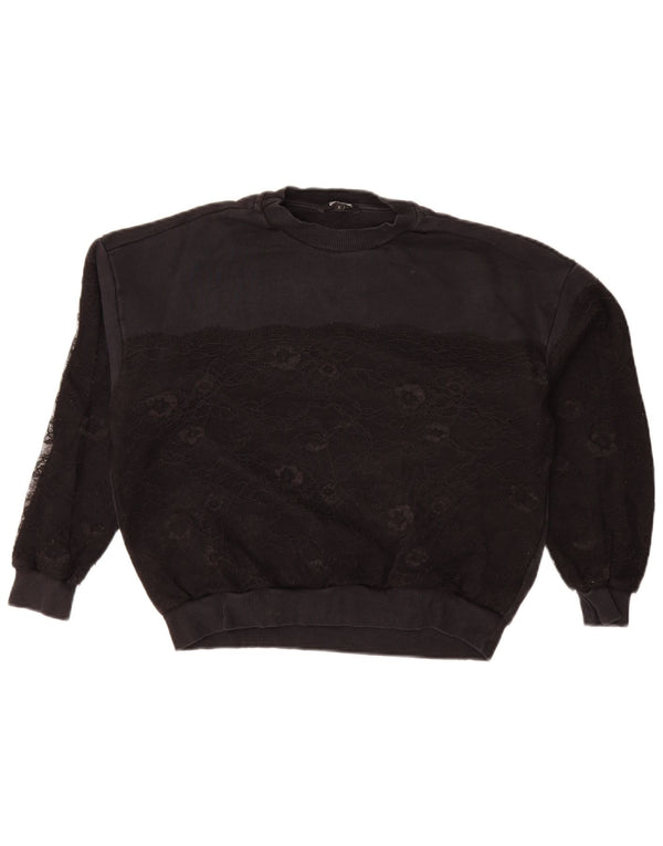Desigual Pulover supradimensionat pentru femei UK 10 mic bumbac floral negru