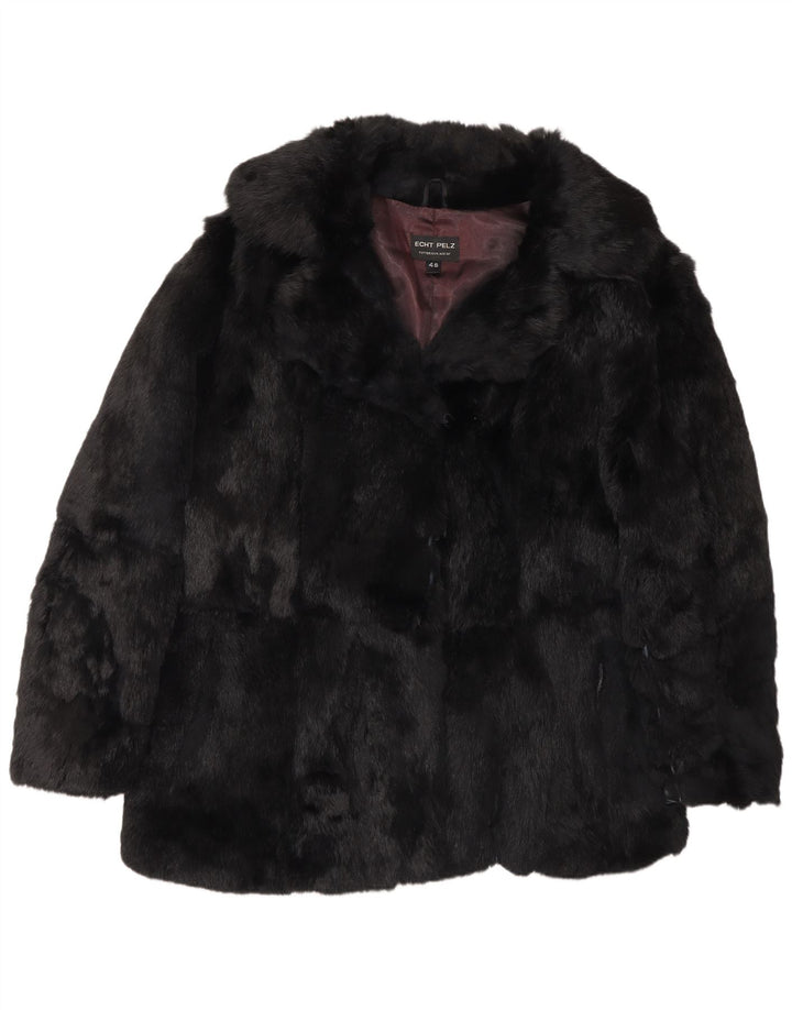 Jachetă vintage de blană pentru femei EU 48 2XL blană adevărată neagră