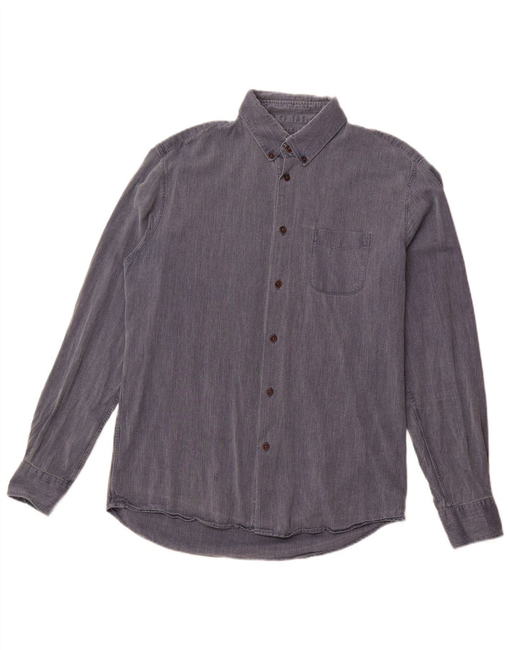 Cămașă Jigsaw pentru bărbați, bumbac cu țesătură albastru medie