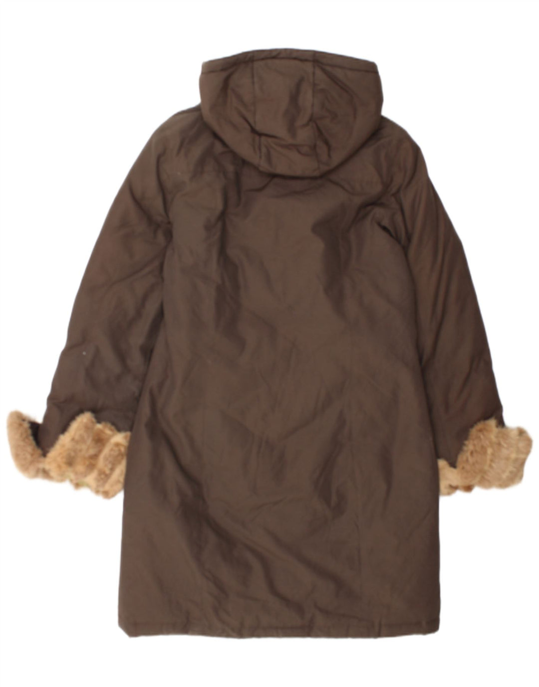 Palton căptușit cu glugă Woolrich pentru femei UK 14, bumbac maro mediu