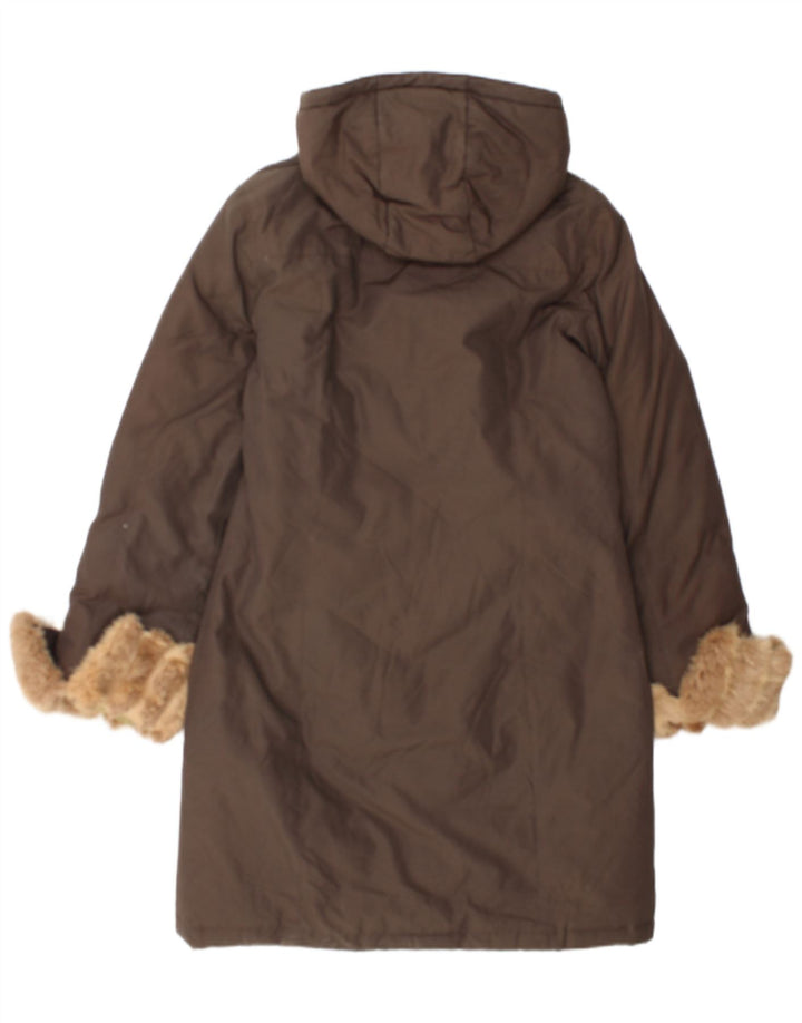 Palton căptușit cu glugă Woolrich pentru femei UK 14, bumbac maro mediu