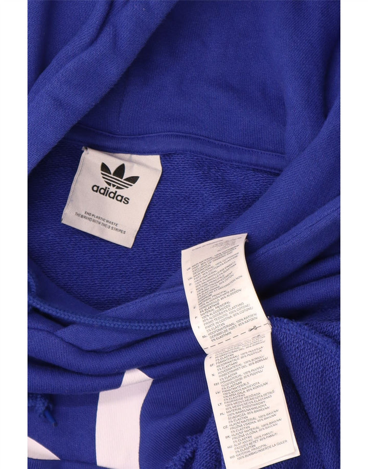 Pulover cu glugă cu grafic pentru bărbați Adidas, bumbac albastru mediu