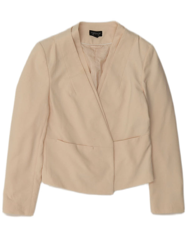 Jachetă Topshop pentru femei Crop Open Blazer UK 12 Poliester alb mediu mediu