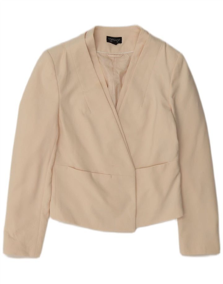 Jachetă Topshop pentru femei Crop Open Blazer UK 12 Poliester alb mediu mediu