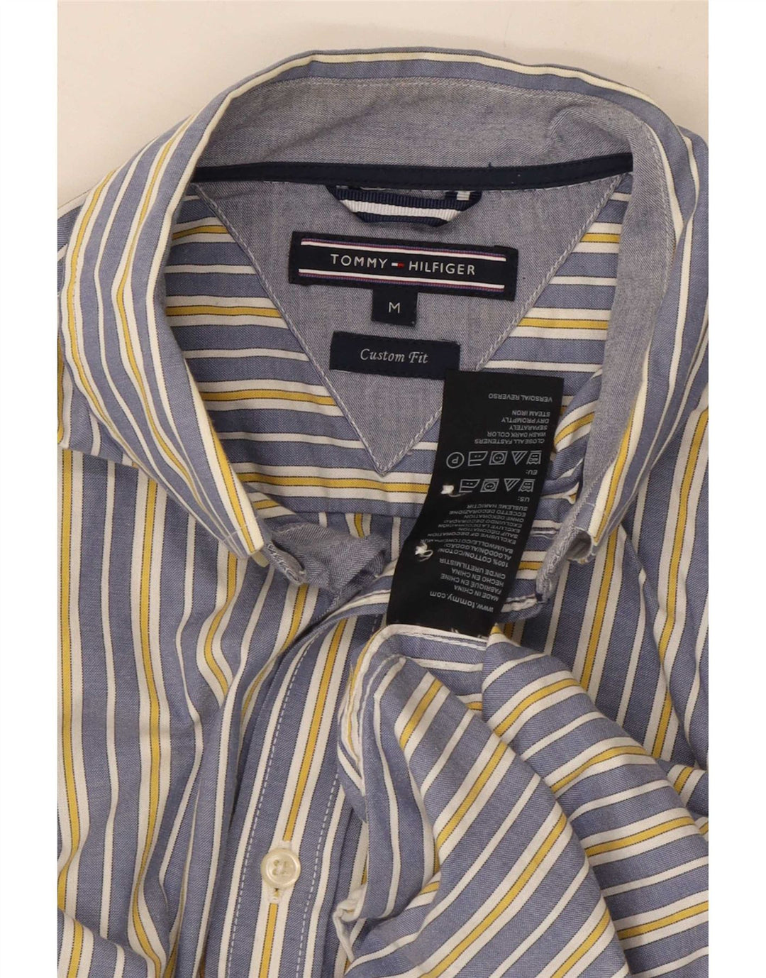 Cămașă personalizată pentru bărbați Tommy Hilfiger, bumbac cu dungi albastre medii