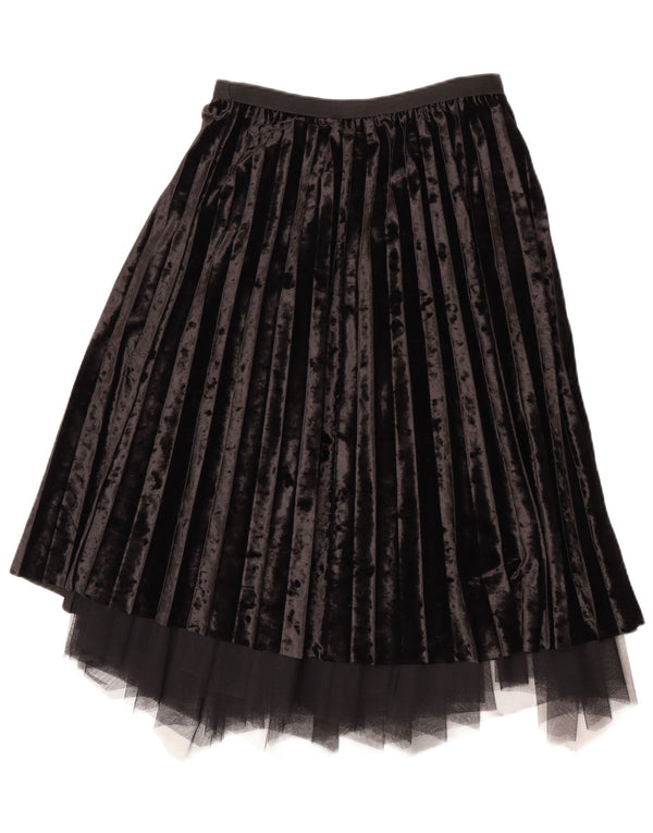 Fusta plisată din catifea Vintage pentru femei W28 Medium Black
