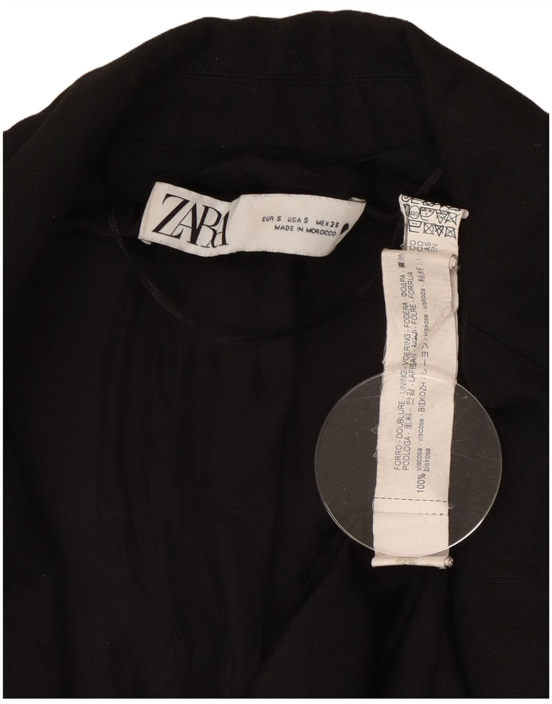 Sacou blazer pentru femei Zara, cu 2 nasturi, UK 10, mic, negru, viscoza