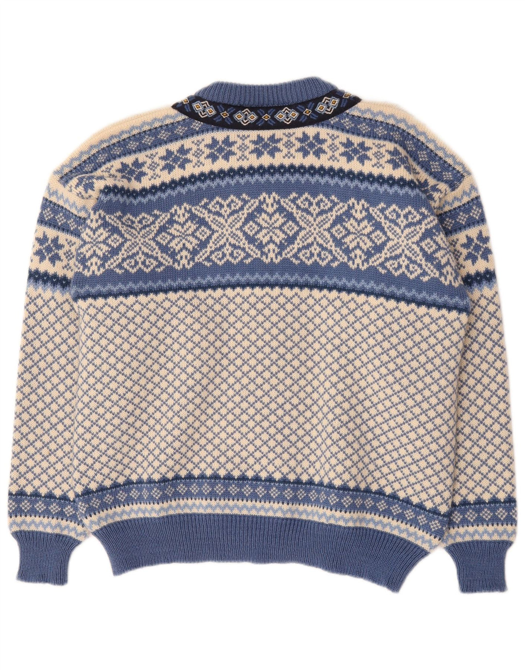 Pulover Cardigan Vintage pentru bărbați, albastru mediu Fair Isle