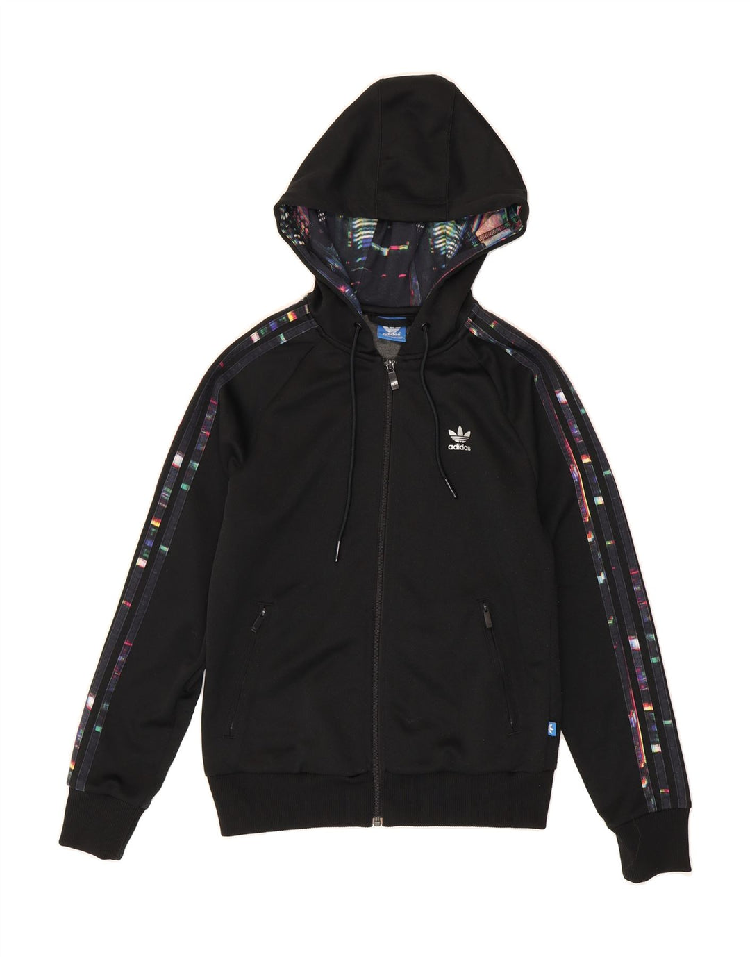 ADIDAS Womens Zip Hoodie Sweater UK 10 Small Black Polyester Vintage Adidas and Second-Hand Adidas from Messina Hembry 