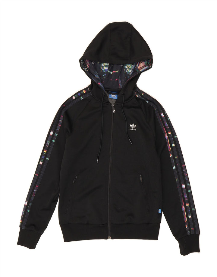 ADIDAS Womens Zip Hoodie Sweater UK 10 Small Black Polyester Vintage Adidas and Second-Hand Adidas from Messina Hembry 
