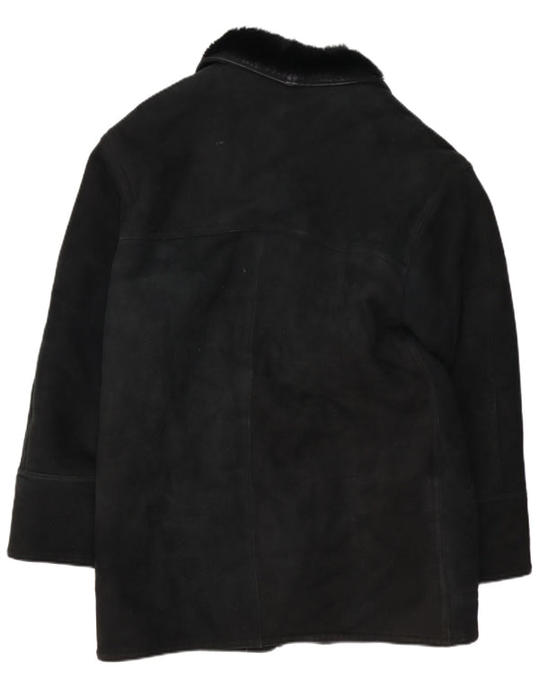 Pardesiu din shearling pentru bărbați VINTAGE IT 48 Medium Black Shearling