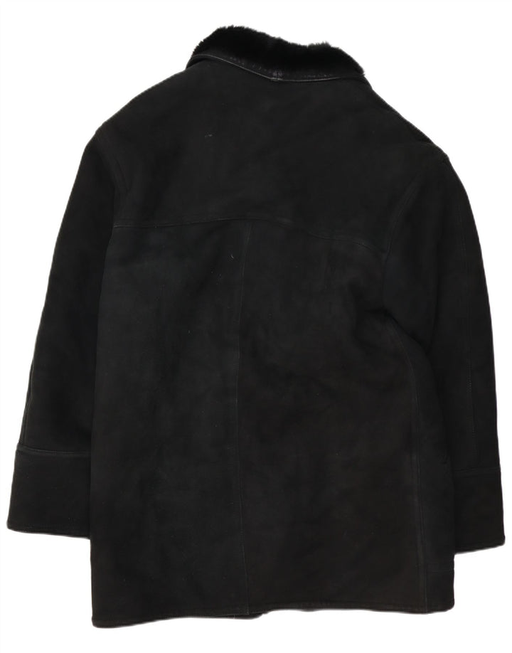 Pardesiu din shearling pentru bărbați VINTAGE IT 48 Medium Black Shearling